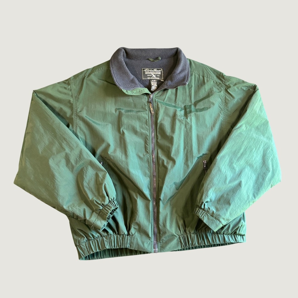Eddie Bauer Outdoor Outfitter Polartec Fleece Jacket XL Green Bomber Windbreaker